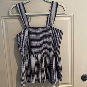 Madewell Navy and White Stripe Peplum Top